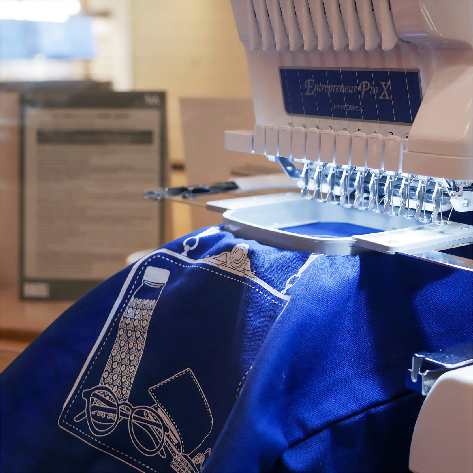 Brother PR1055X live embroidery personalization at Pacific Place – V&A Bags: Inside Out exhibition