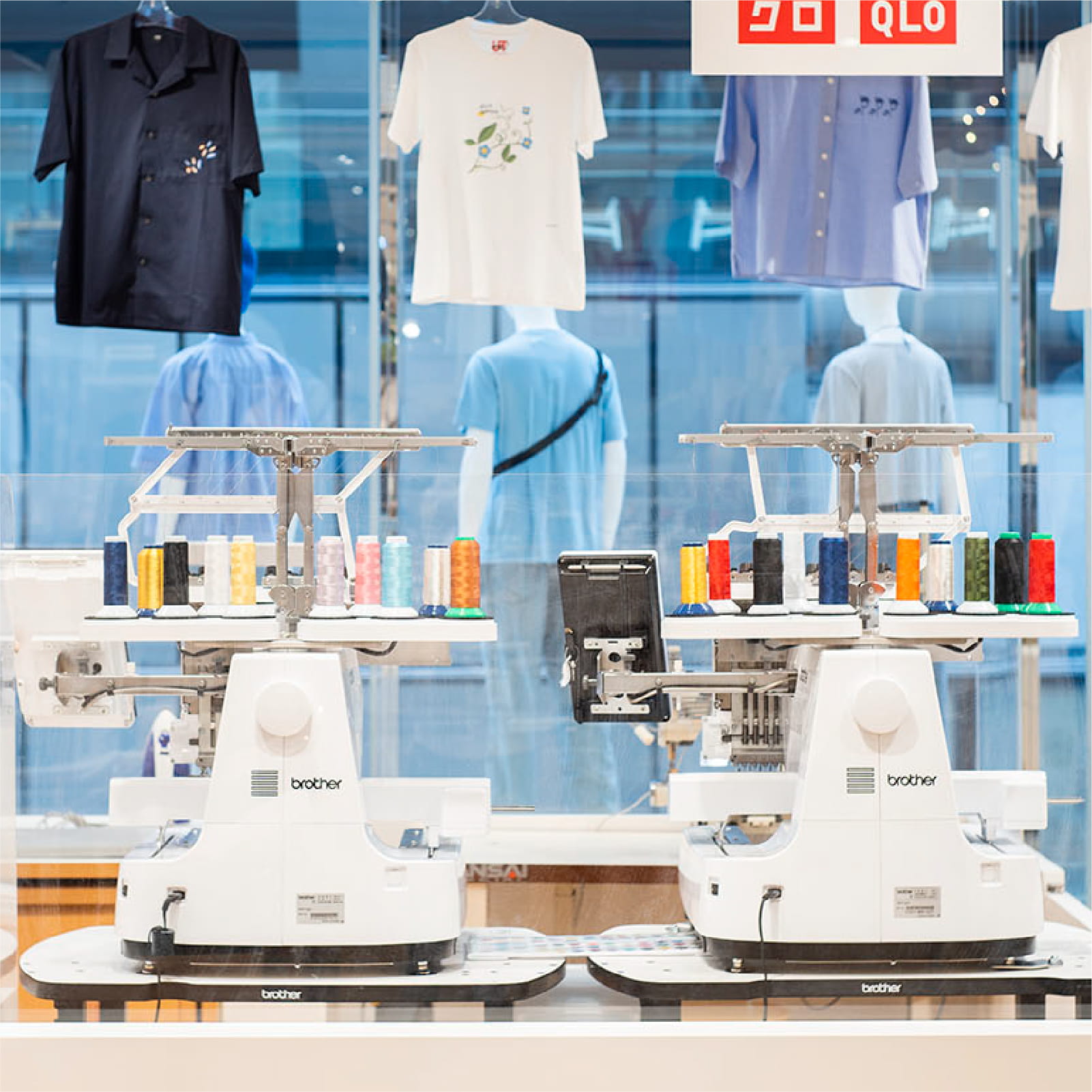 Uniqlo UTme! personalized embroidery customization on t-shirts and bags with Brother embroidery machine