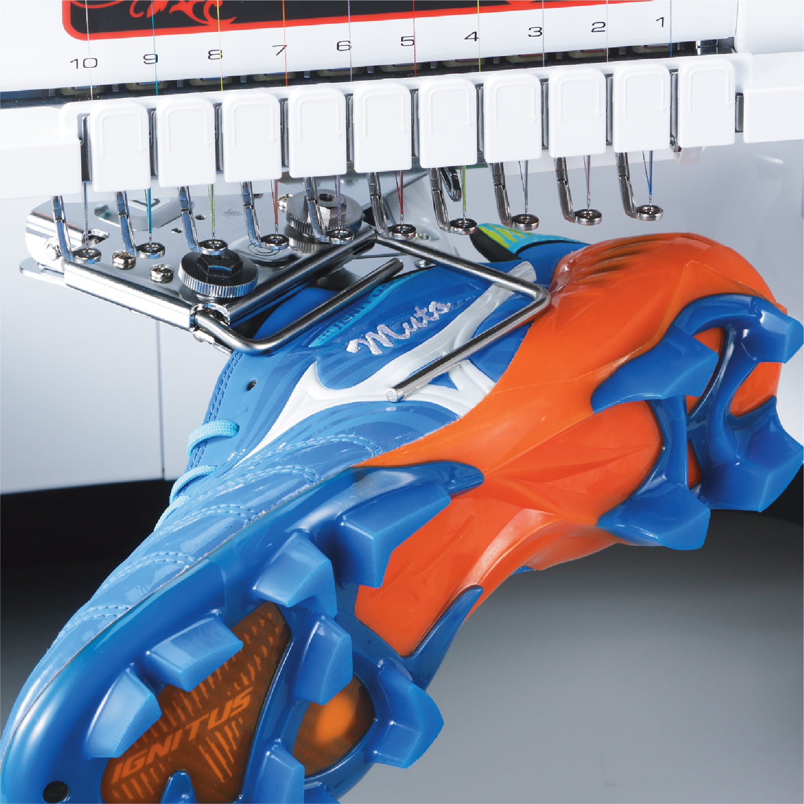 Brother PR series commercial embroidery machine customizing shoes – flawless embroidery on sneakers, canvas, leather boots, heels and difficult curved positions