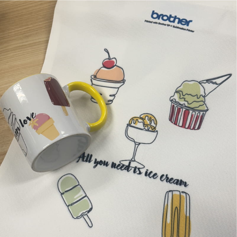 Ice-cream themed sublimation mug and tote bag