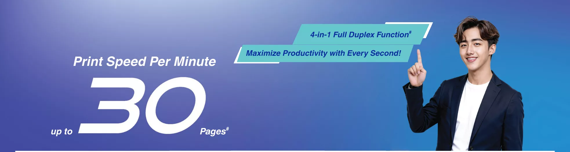 4 in 1 full duplex colour LED printer, prints up to 30 pages per minute, maximize everyday productivity